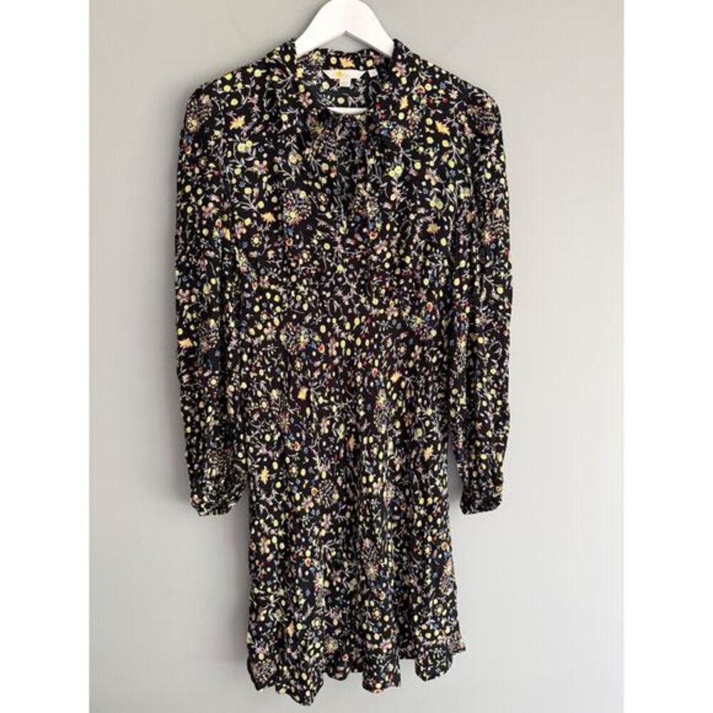 Boden Dress Size 8 Black Ditsy Floral Viscose Boho Romantic Cottagecore Academia